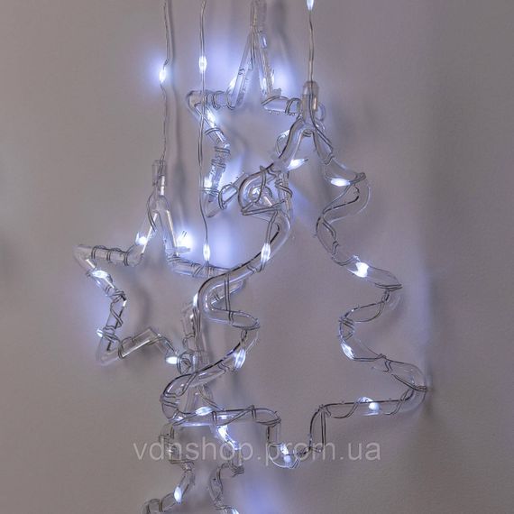 Гирлянда штора светодиодная GarlandoPro звезда и елка 120LED 3х0,9 м 8 режимов Белый 1733071W | Зображення 1