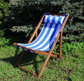 Шезлонг лежак крісло для басейну, саду блакитна полоска з подушкою