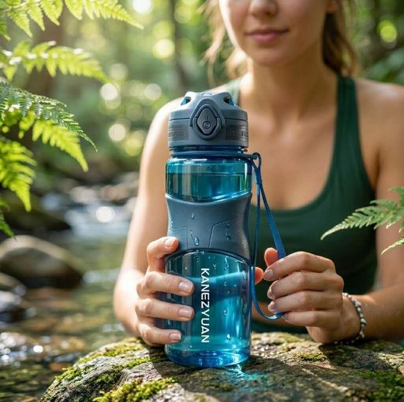Спортивная бутылка для воды KANGZYUAN 650 мл голубая, тритановая (BPA Free) | Зображення 5