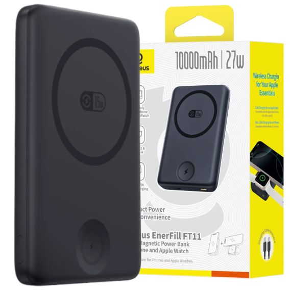 Беспроводной магнитный повербанк Baseus EnerFill FT1 Qi2 Magnetic PowerBank 10000mAh 27W Black
