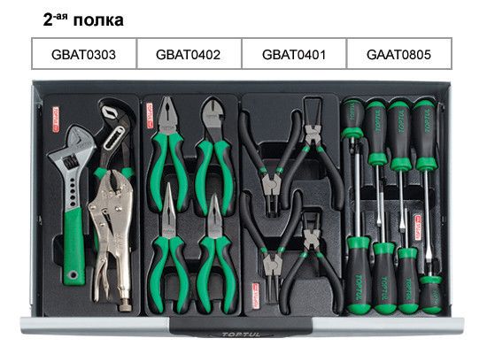 Тележка инструментальная с набором инструментов TOPTUL (Pro-Line) 7 секций 227ед. GCAJ0012 | Зображення 2