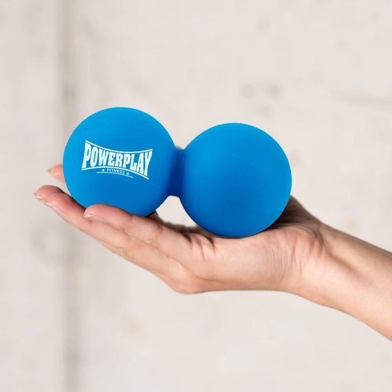 Массажный двойной мяч силиконовый Паверплей PP-4355 Silicone Lacrosse Peanut Ball (6.3*12.6см.) Синий | Зображення 2