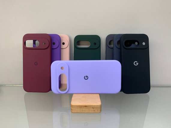 Google Pixel 9 Pro Протиударний чохол з логотипом софт тач голубий