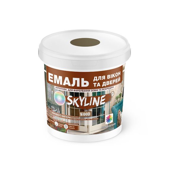 Емаль акрилова Для Вікон та Дверей SkyLine Wood Жовто-коричнева RAL 8008 0.4 л