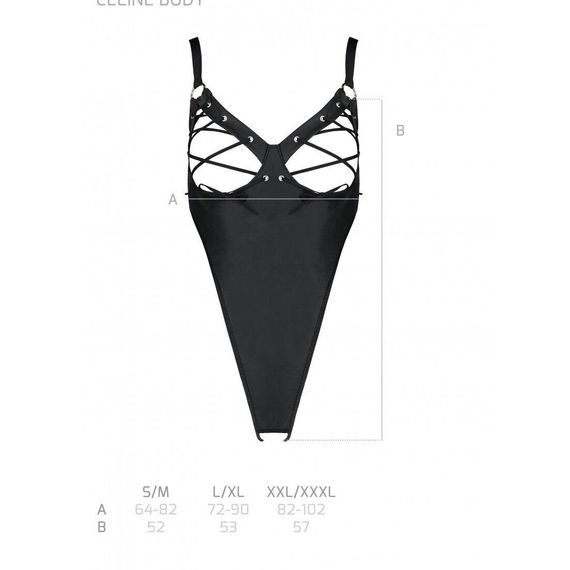 Боді з екошкіри Passion CELINE BODY S/M, black, з доступом, відкритий | Зображення 6