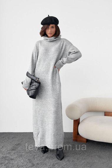 В'язане плаття oversize з високим горловиним кольором сірий розмір S FL_000905 | Зображення 8