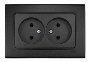 Розетка подвійна VIKO Linnera без заземлення, Чорна Ніч (90404055)