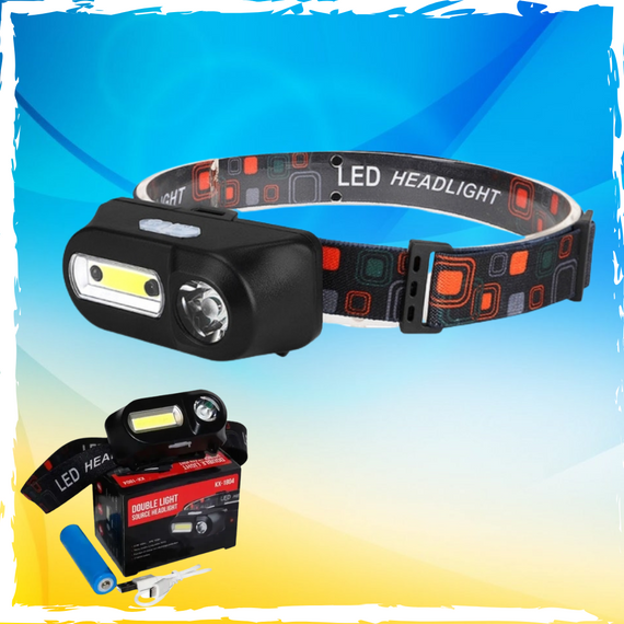 Налобный фонарь + сенсор 18650 USB. Фонарик на голову аккумуляторный. Led-лампа