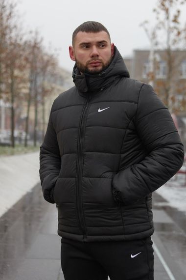 Комплект чоловічий Nike: куртка зимова "Frost" чорна + штани з тринитки утеплені чорні | Зображення 2