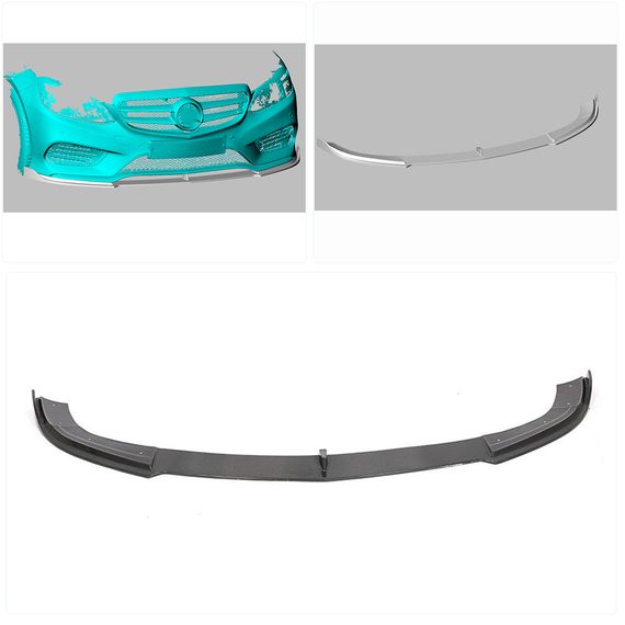Накладка на передній бампер Lip V2 (для AMG-Line 2013-2016, Карбон) для Mercedes E-сlass W212 рр | Зображення 1