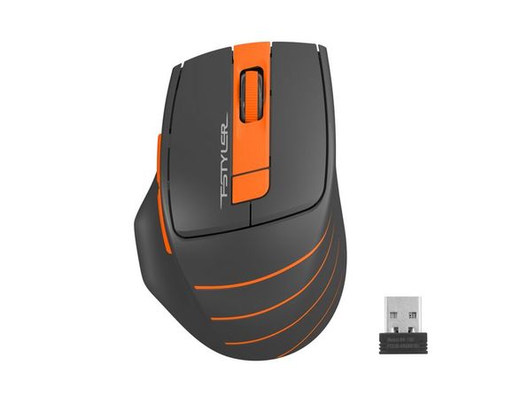 Миша бездротова A4Tech Fstyler FG30S (Orange), безшумна, USB, колір чорний+помаранчевий