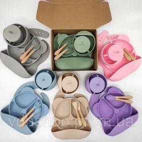 Набор детской посуды, 6 предметов / Набор детской силиконовой посуды