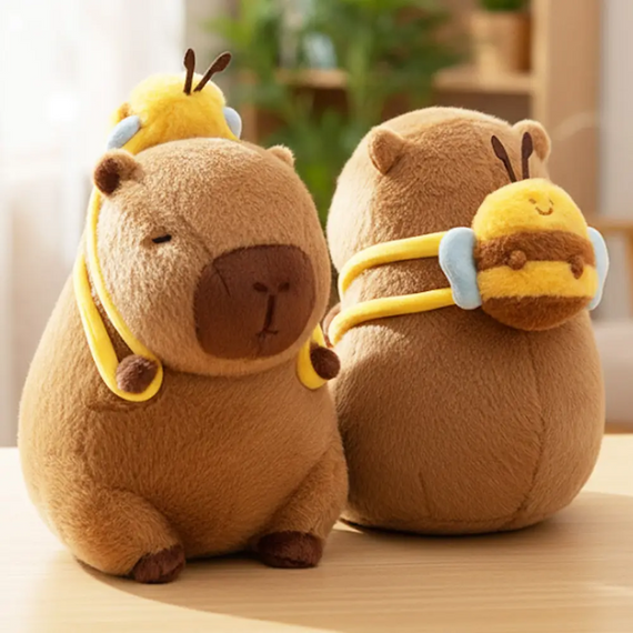 Іграшка капібара м'яка з бджолиним рюкзачком 30.5 см — плюшева іграшка-антистрес, безпечна для дітей від 3 років | Зображення 6