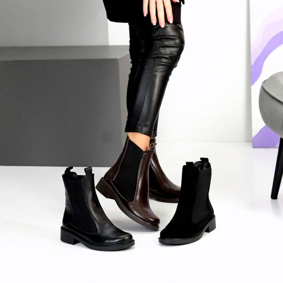 Повсякденні Шоколадні шкіряні черевики челсі низький хід зима 2026 | Зображення 9