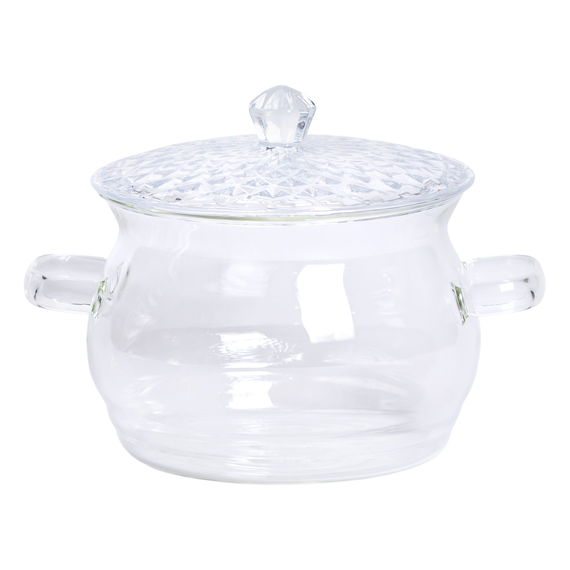 Кастрюля стеклянная с крышкой 2 литра из боросиликатного стекла посуда супница стеклянная с крышкой HP-34-6 | Зображення 1