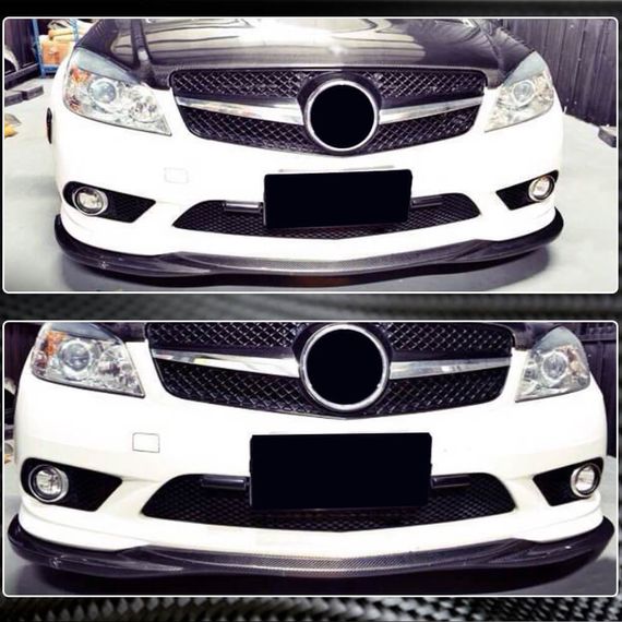 Накладка на передній бампер Lip (для AMG-Line 2008-2011, Карбон) для Mercedes C-class W204 рр | Зображення 2