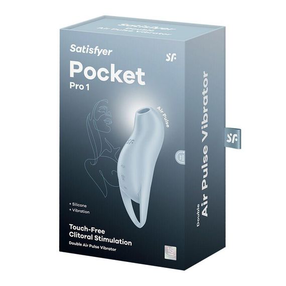 Вакуумний кліторальний стимулятор з вібрацією Satisfyer Pocket Pro 1 Blue Sex Aura | Зображення 4