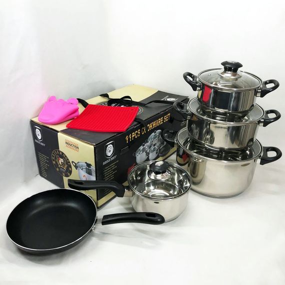 Набір каструль 11 предметів VS-1005-11 із нержавіючої сталі, FD-679 кришка скло | Зображення 7