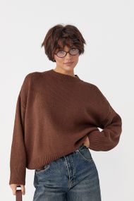 В'язана однотонна кофта вільного фасону - темно-коричневий цвет, L (є розміри)
