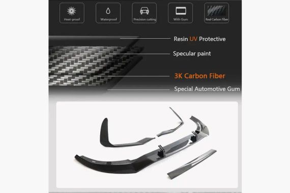 Накладка на передний бампер (2021-2025, Карбон) для Ауди Q8 2018- гг | Зображення 2