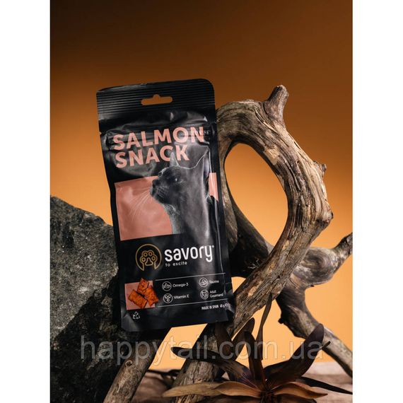 Хрумкі ласощі Savory Cats Snacks Pillows Gourmand with Salmon для дорослих вибагливих котів подушечки з лососем 60 г | Зображення 5