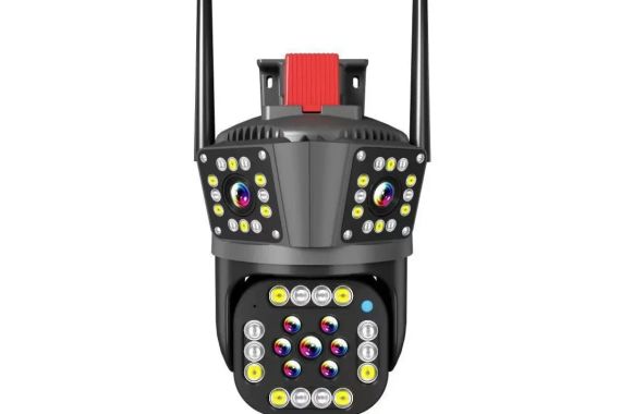 Wi-Fi видеокамера с тремя объективами уличная SD/карта YOSO YO-IPC49D6MP50 PTZ 2.8mm V380