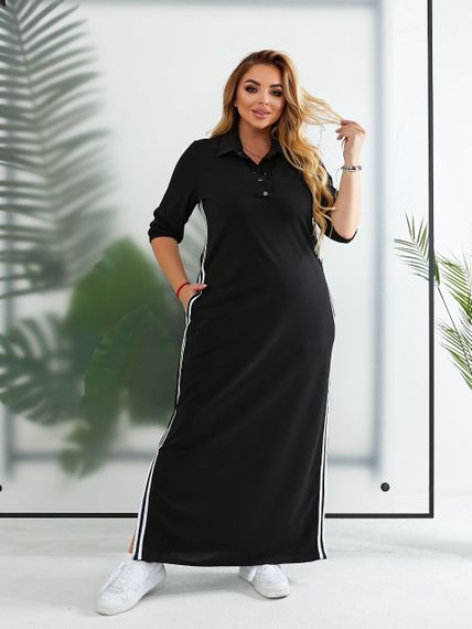 Женское спортивное платье длинное с разрезами MN141 цвет черный, размер 50/52 | Зображення 5