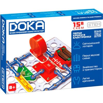 Конструктор DOKA електронний Перші кроки в електроніці (Набір В, 15 схем) (D70710)