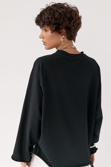 Однотонний вільний лонг - чорний цвет, ONE SIZE (є розміри) | Зображення 1