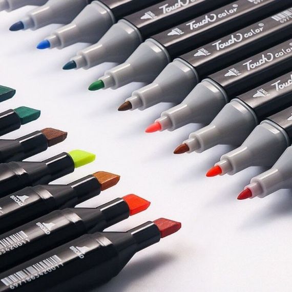 Комплект двухсторонних маркеров 80 шт, Набор профессиональных разноцветных двусторонних маркеров VO-90 | Зображення 5