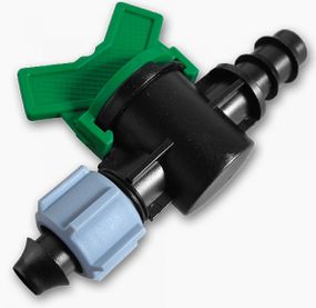 Старт-конектор Bradas з мінікраном, із затискною гайкою / штуцер для трубки 16 мм 25 шт