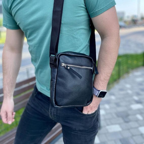 Практична сумка-месенджер, Легка сумка-месенджер, Сумка чоловіча чорна вертикальна щоденна AP-44 | Зображення 6