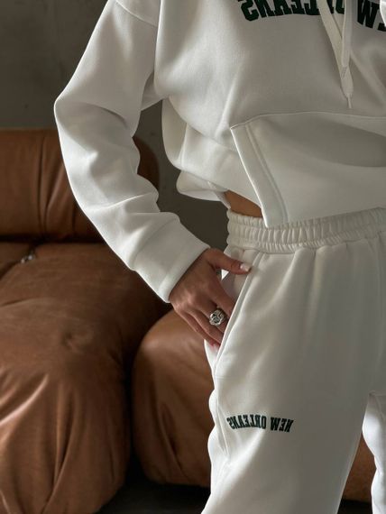 Женский теплый спортивный костюм TS149 цвет молочный, размер 42-46 oversize | Зображення 3