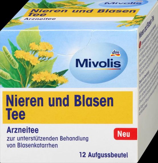 Чай Mivolis Nieren und Blasen Tee для підтримки здоров’я нирок і сечового міхура, 12 шт., Німеччина