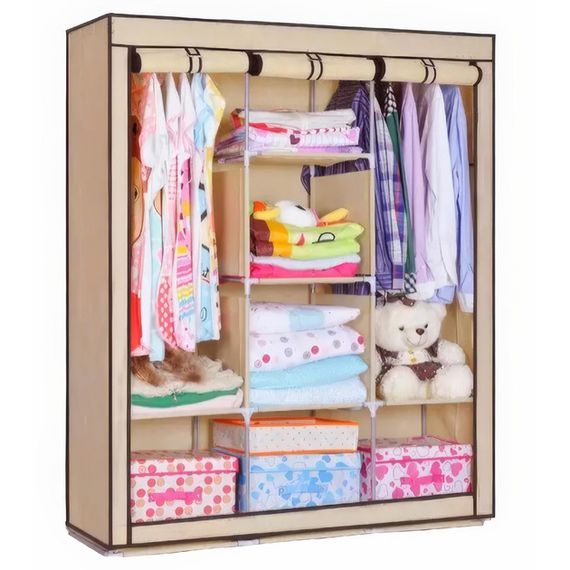 Складана шафа домашня WARDROBE, Компактна каркасна шафа для одягу тканинна wardrobe HE-87 | Зображення 1