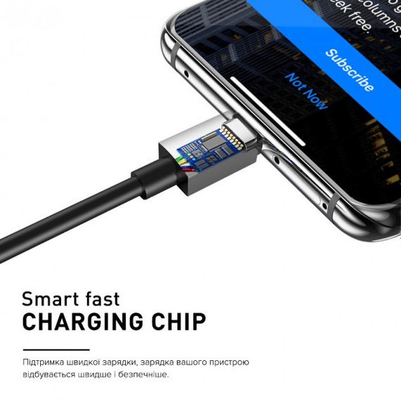 Кабель LUXE CUBE Lightning to USB 1м 3А чорний | Зображення 2