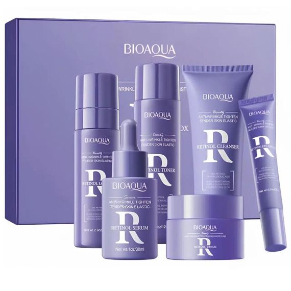 Подарунковий антивіковий набір косметики для обличчя 6в1 BIOAQUA Retinol з ретиноломю