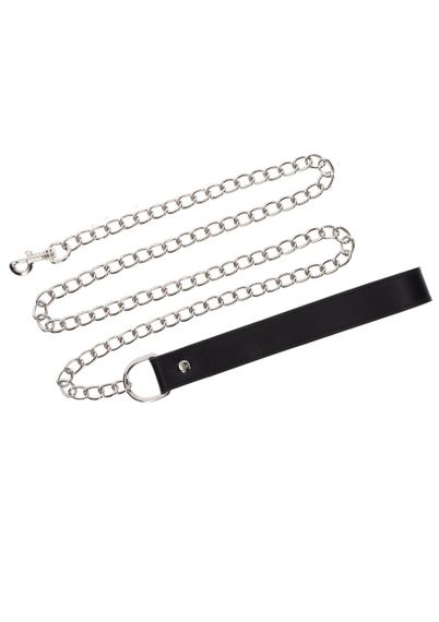 Повідець з карабіном та чорною петлею Taboom Luxury Bondage Essentials Chain Leash, сріблястий Sex Aura | Зображення 2