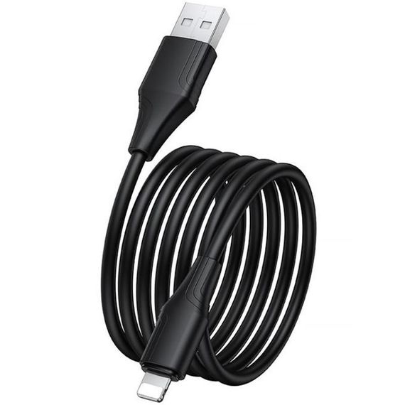 Дата кабель Hoco X124 Bien silicone USB to Lightning 2.4A (1m) Black | Зображення 1