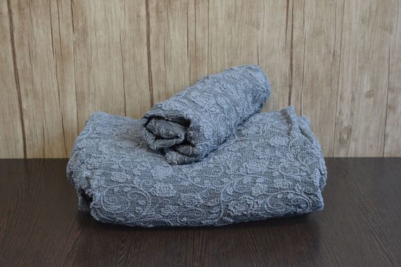 Жаккардовый чехол на угловой диван Roza без юбки Темно-серый | Зображення 1