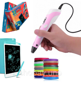 3D Pen-6 Великий набір для творчості 3Д ручка з LCD дисплеєм, графічний планшет, 100 м пластику та трафарети в комплекті