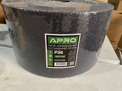 Бумага шлифовальный тканевый рулон (карбид кремния) 200мм*50м P36 APRO