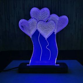 Акриловий світильник-нічник Серця синій tty-n000135