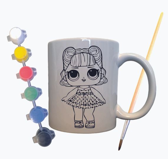 Набір для творчості кружка розмальовка "Дитяча лялька" 330 мл біла