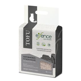 Наповнювач гігієнічний Essence мм для котячого туалету для екстра поглинання запаху натуральний з тофу з вугіллям гранула 1-