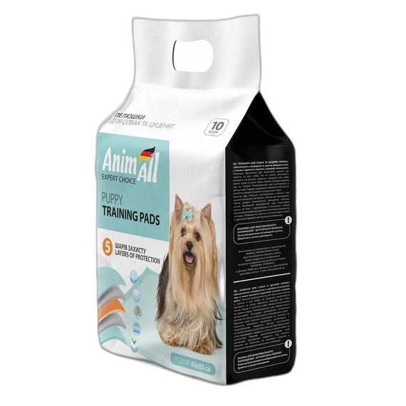 Одноразові пелюшки для собак AnimAll Puppy Training Pads, 60 х 60 см, 10 шт