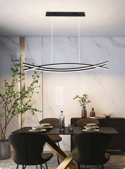 Люстра світлодіодна підвісна LED світильник для квартири на стелю лед 27493 Чорний 25-100х12х120 см. | Зображення 3