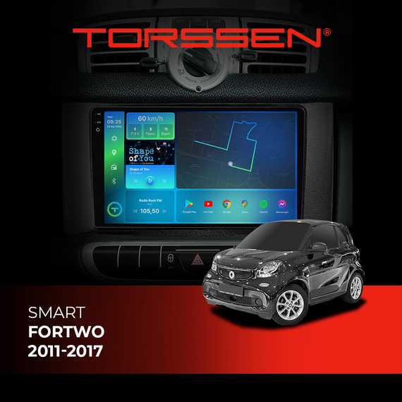 Штатна магнітола Torssen 2K Smart ForTwo 11-17 F98256 4G Carplay DSP