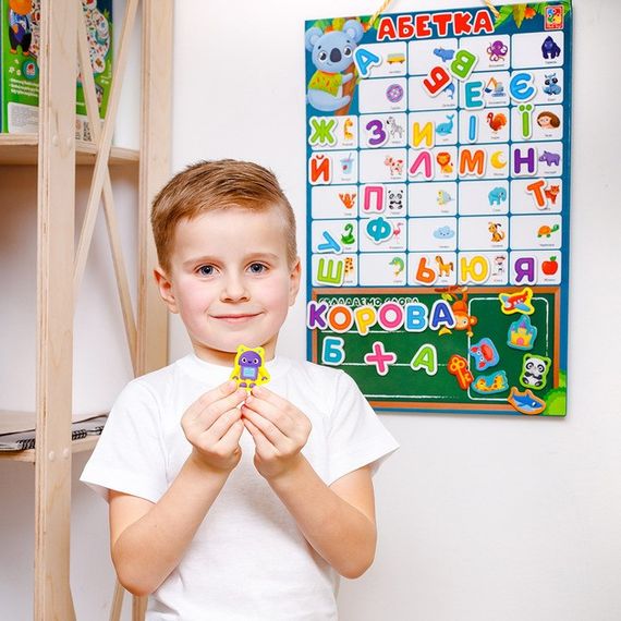Дитячий навчальний плакат "Магнітна абетка" VT5555-05, 55 магнітів | Зображення 3
