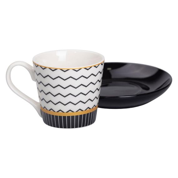 Фарфоровая чашка с черным блюдцем 200 мл RX-N24708WH | Зображення 1